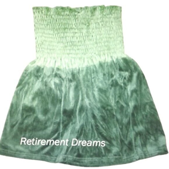 Miken Size M Tube Top Womens Green Ombre Smocked Cotton Poly Blend Stretch NEW - Picture 2 of 4